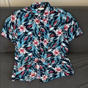 Tropical Floral Men's Button Down Shirt
